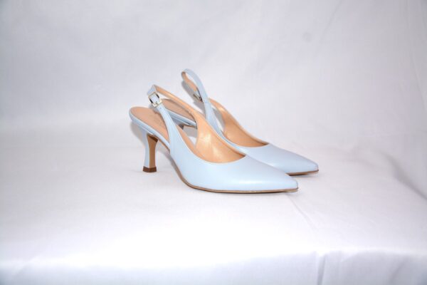 Ofelia slingback in pelle azzurra tacco 7 - immagine 8