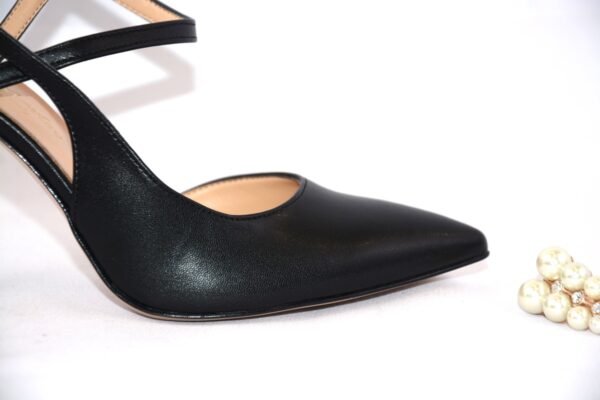 Ginerva slingback nera a punta da donna tacco 9 - immagine 2