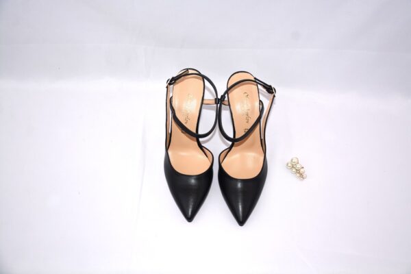 Ginerva slingback nera a punta da donna tacco 9 - immagine 6