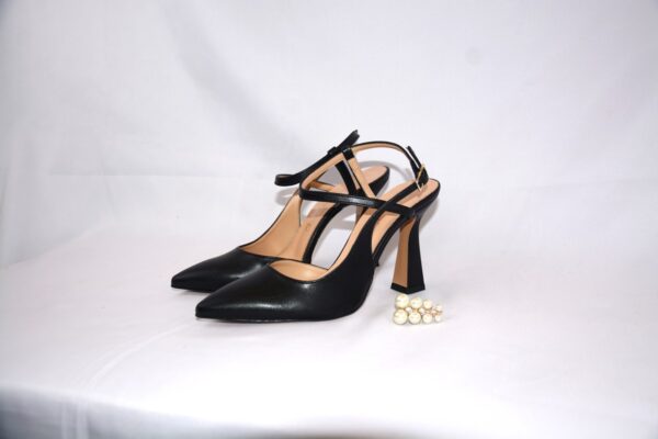 Ginerva slingback nera a punta da donna tacco 9 - immagine 8