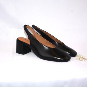 Fedora slingback nera in pelle da donna tacco 5