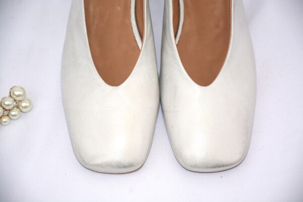 Fedora slingback argento in pelle da donna tacco 5 - immagine 11