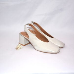 Fedora slingback argento in pelle da donna tacco 5