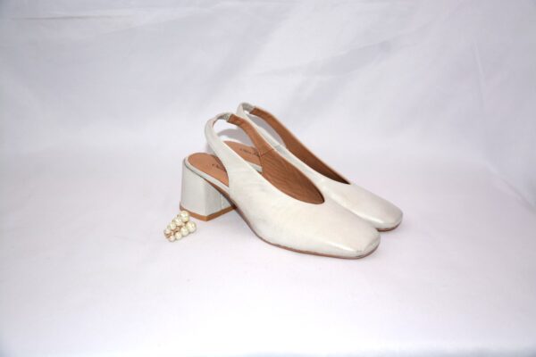 Fedora slingback argento in pelle da donna tacco 5