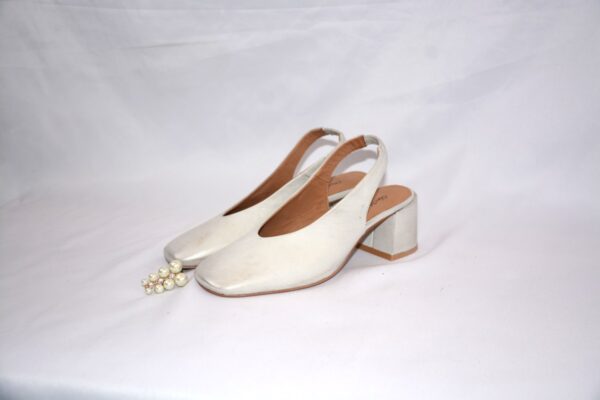 Fedora slingback argento in pelle da donna tacco 5 - immagine 14