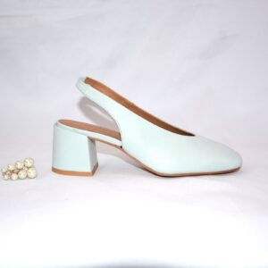 Fedora slingback azzurra in pelle da donna tacco 5