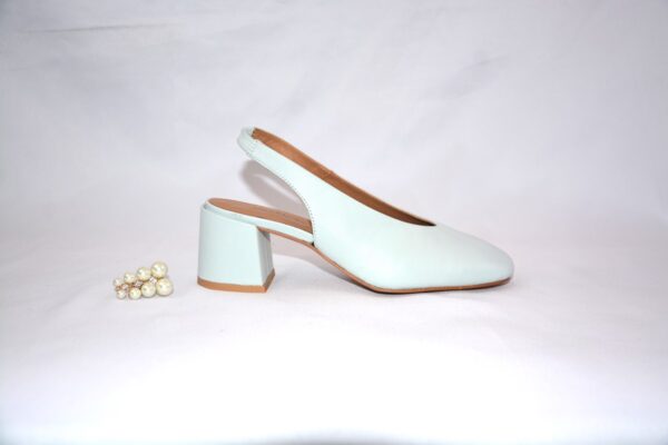 Fedora slingback azzurra in pelle da donna tacco 5 - immagine 2