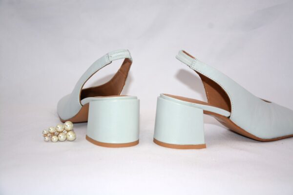 Fedora slingback azzurra in pelle da donna tacco 5 - immagine 7