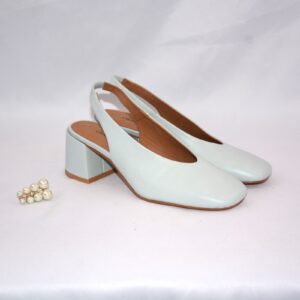 Fedora slingback azzurra in pelle da donna tacco 5