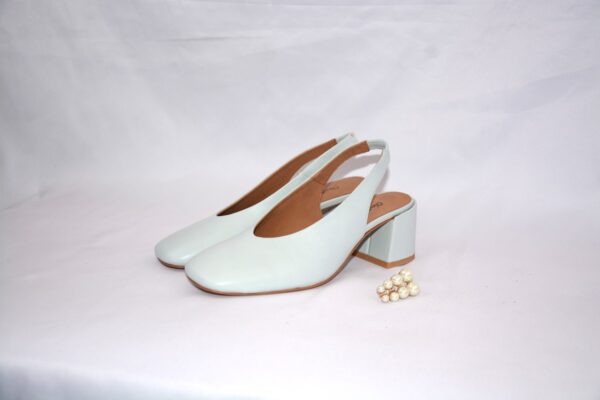 Fedora slingback azzurra in pelle da donna tacco 5 - immagine 12