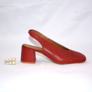 Fedora slingback rossa in pelle da donna tacco 5