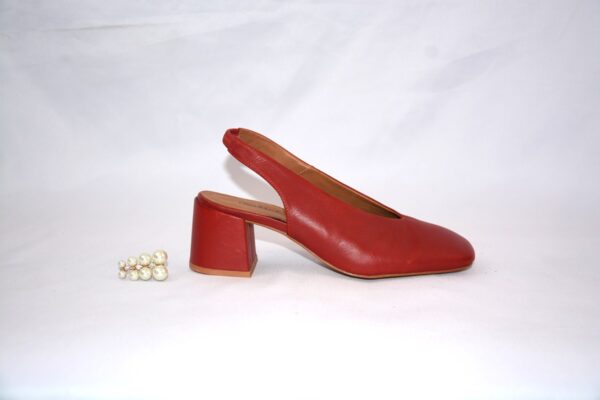Fedora slingback rossa in pelle da donna tacco 5 - immagine 2