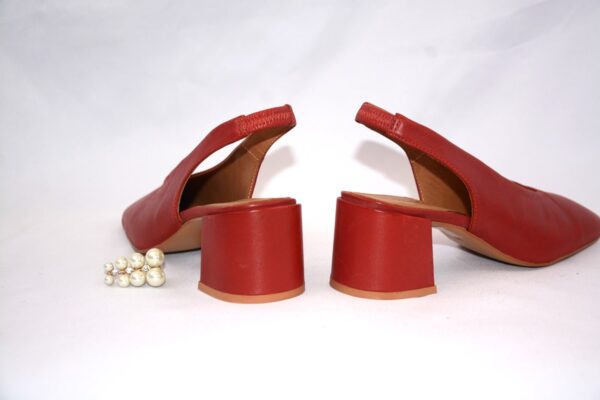 Fedora slingback rossa in pelle da donna tacco 5 - immagine 6