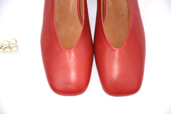 Fedora slingback rossa in pelle da donna tacco 5 - immagine 4