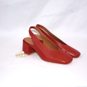 Fedora slingback rossa in pelle da donna tacco 5