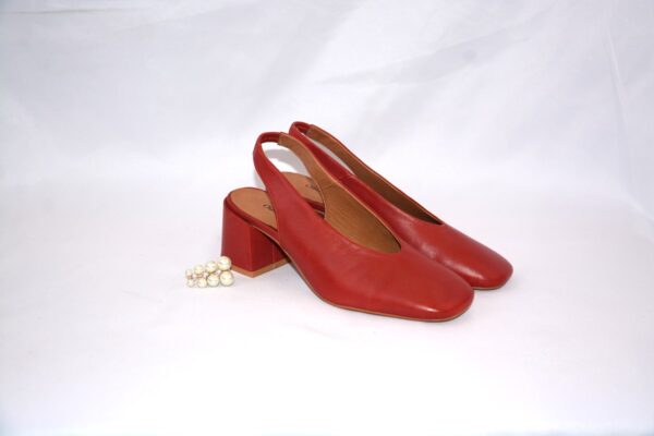 Fedora slingback rossa in pelle da donna tacco 5