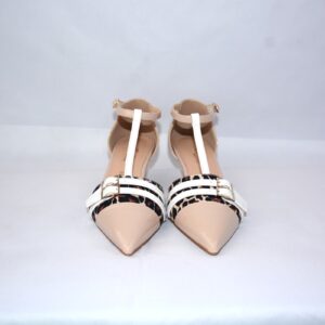 Clizia scarpa beige semiaperta a punta da donna con tacco 3