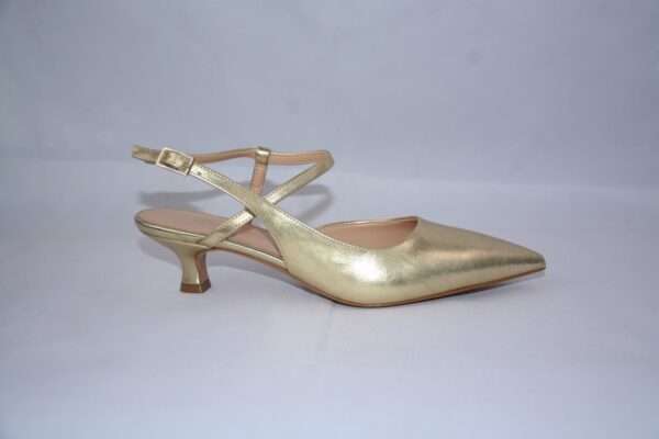 Perla slingback oro a punta da donna tacco 3 - immagine 3