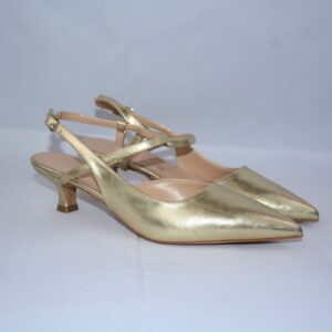 Perla slingback oro a punta da donna tacco 3