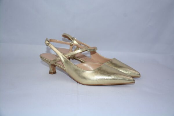 Perla slingback oro a punta da donna tacco 3