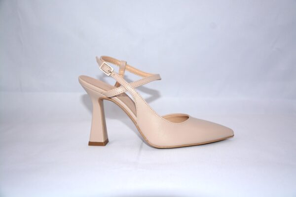 Ginevra slingback a punta da donna in pelle beige tacco 9 - immagine 2
