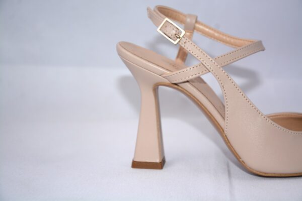 Ginevra slingback a punta da donna in pelle beige tacco 9 - immagine 6