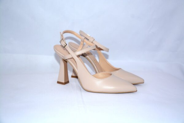 Ginevra slingback a punta da donna in pelle beige tacco 9 - immagine 4