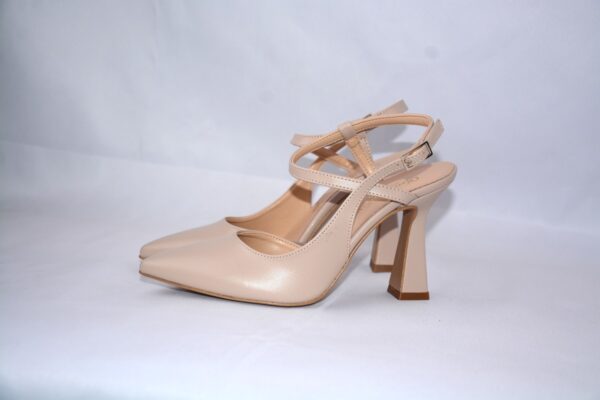 Ginevra slingback a punta da donna in pelle beige tacco 9 - immagine 3