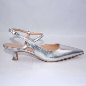 Perla slingback argento a punta da donna tacco 3
