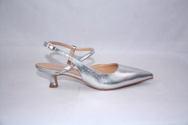 Perla slingback argento a punta da donna tacco 3