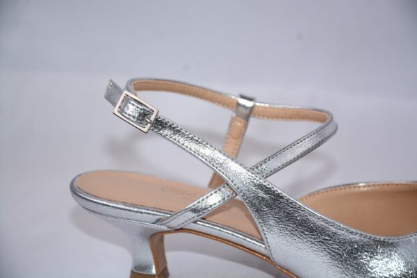 Perla slingback argento a punta da donna tacco 3 - immagine 4