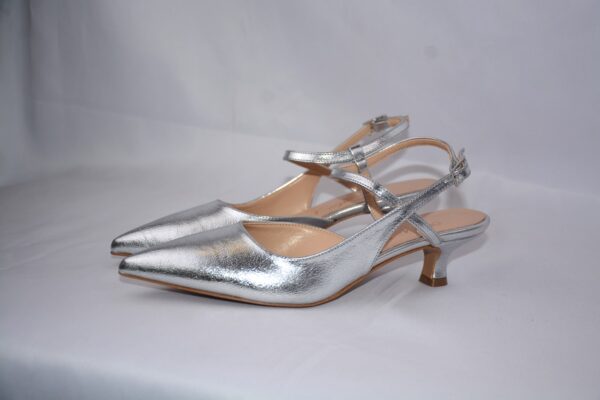 Perla slingback argento a punta da donna tacco 3 - immagine 2