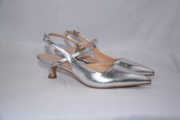 Perla slingback argento a punta da donna tacco 3 - immagine 8