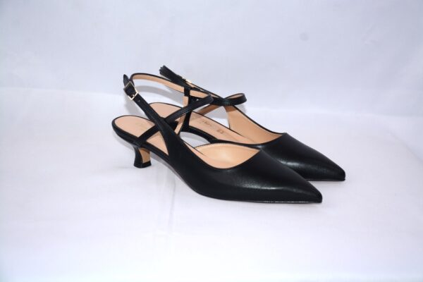 Perla slingback nera a punta da donna tacco 3 - immagine 4