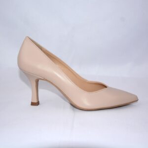Cenerentola dècolletè a punta in pelle beige tacco 7