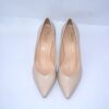 Cenerentola dècolletè a punta in pelle beige tacco 7 - immagine 5