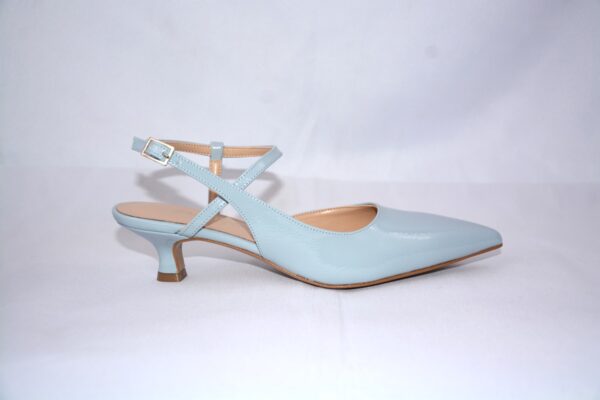 Perla slingback a punta da donna in naplak azzurro tacco 3 - immagine 3
