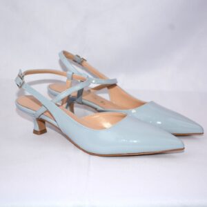 Perla slingback a punta da donna in naplak azzurro tacco 3