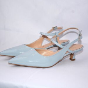 Perla slingback a punta da donna in naplak azzurro tacco 3