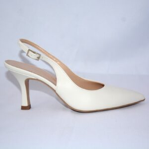 Ofelia slingback a punta da donna  in pelle panna tacco 7