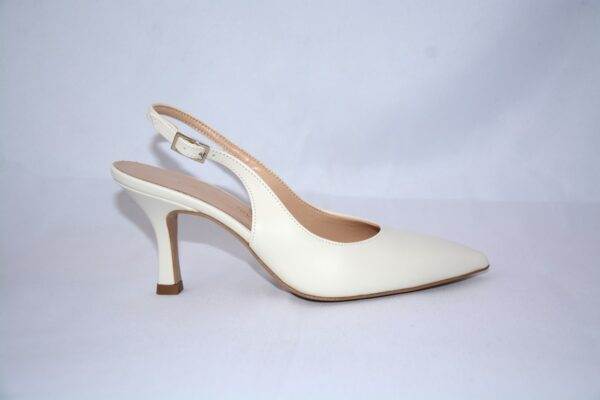 Ofelia slingback a punta da donna  in pelle panna tacco 7