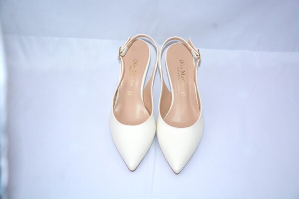 Ofelia slingback a punta da donna  in pelle panna tacco 7 - immagine 5