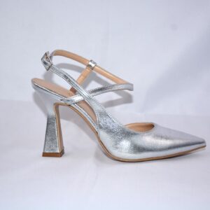 Ginerva slingback argento a punta da donna in pelle tacco 9