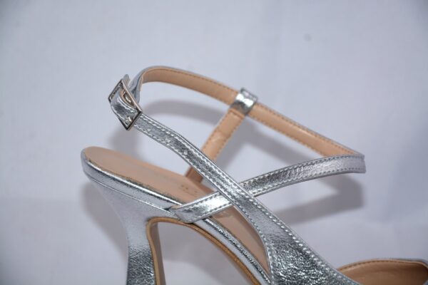 Ginerva slingback argento a punta da donna in pelle tacco 9 - immagine 5