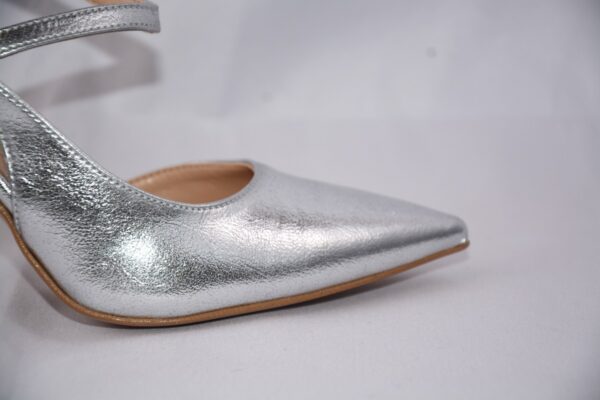 Ginerva slingback argento a punta da donna in pelle tacco 9 - immagine 6