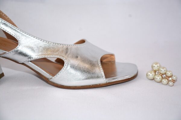 Sakura sandali argento da donna in pelle tacco 5 - immagine 3