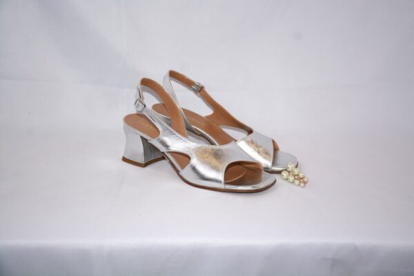 Sakura sandali argento da donna in pelle tacco 5 - immagine 9