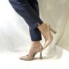 Ginevra slingback a punta da donna in pelle beige tacco 9 - immagine 9
