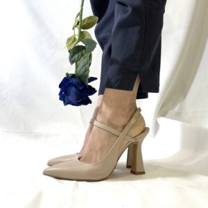 Ginevra slingback a punta da donna in pelle beige tacco 9