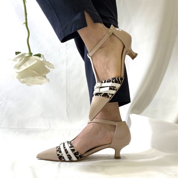 Clizia scarpa beige semiaperta a punta da donna con tacco 3 - immagine 3